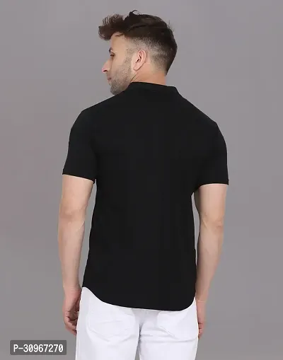 Stylish Black Cotton Blend Solid Casual Shirt For Men-thumb2