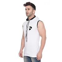 Men's Sleeveless Hooded Tees ( White )_S-thumb2