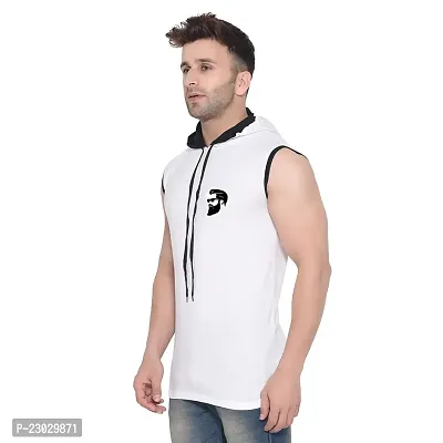 Men's Sleeveless Hooded Tees ( White )_S-thumb3