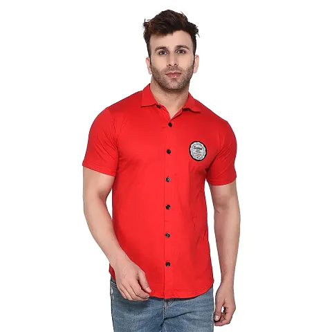 Tfurnish Blend Solid Short Sleeves Casual Shirts For Men