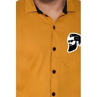 Tfurnish Gold Cotton Blend Solid Long Sleeves Casual Shirts For Men-thumb4