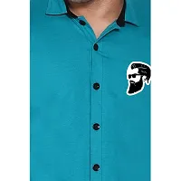 Tfurnish Turquoise Cotton Blend Solid Long Sleeves Casual Shirts For Men-thumb4