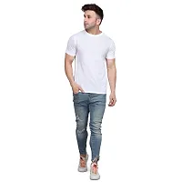 Stylish Cotton Blend White Solid Tees For Men-thumb4