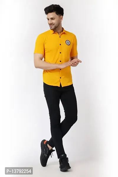 Men's Short Sleeves Spread Shirt (Yellow)_S-thumb3