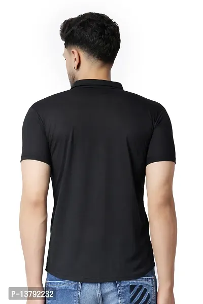 Men's Short Sleeves Spread Shirt (Black)_S-thumb2