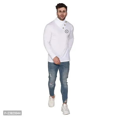 Men's Full Sleeves High Neck Tees ( White )_S-thumb4