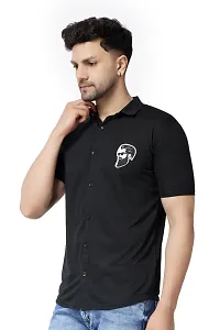 Men's Short Sleeves Spread Shirt (Black)_S-thumb2