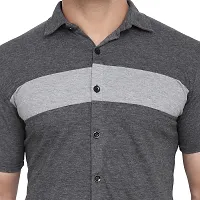 Men's Short Sleeves Spread Shirt (Grey)_S-thumb4