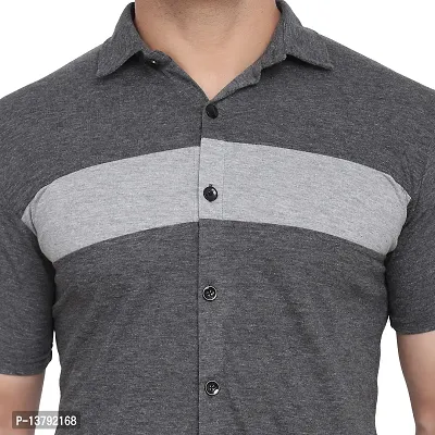 Men's Short Sleeves Spread Shirt (Grey)_S-thumb5