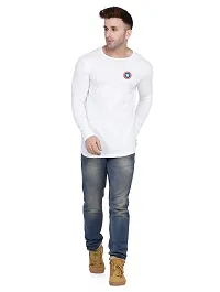 Stylish Cotton Blend White Solid Tees For Men-thumb4