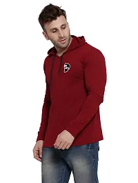 Stylish Cotton Blend Maroon Solid Tees For Men-thumb2