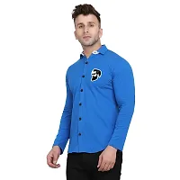 Tfurnish Blue Cotton Blend Solid Long Sleeves Casual Shirts For Men-thumb2