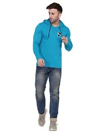 Stylish Cotton Blend Turquoise Solid Tees For Men-thumb4