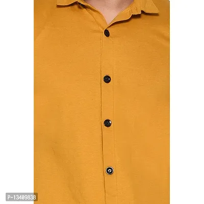 Tfurnish Men's Short Sleeves Spread Collar Shirt (Mustard)_S-thumb4