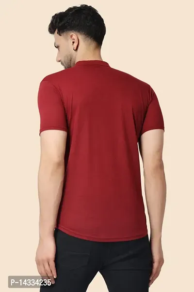 Men's Short Sleeves Spread Collar Shirt (Maroon)_S-thumb2