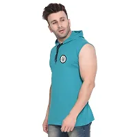 Men's Sleeveless Hooded Tees ( Turquoise )_S-thumb2