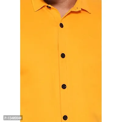 Tfurnish Men's Short Sleeves Spread Collar Shirt (Yellow)_S-thumb4