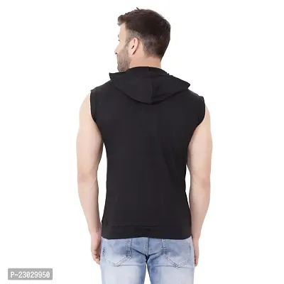 Men's Sleeveless Hooded Tees ( Black )_S-thumb2