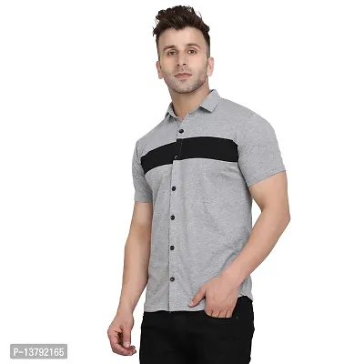 Men's Short Sleeves Spread Shirt (Silver)_S-thumb5