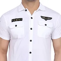 Men's Short Sleeves Spread Shirt (White)_S-thumb4