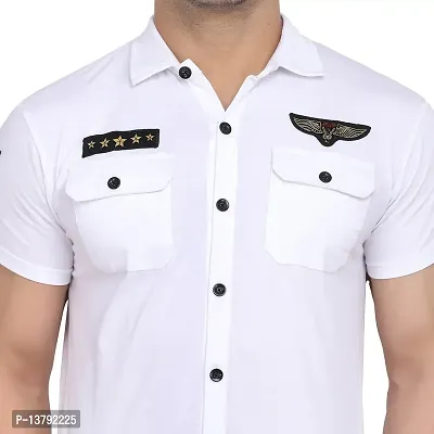 Men's Short Sleeves Spread Shirt (White)_S-thumb5