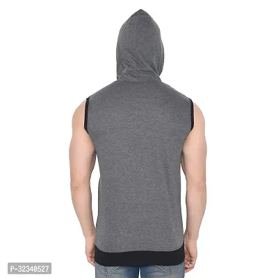 Stylish Cotton Blend Grey Solid Tees For Men-thumb2