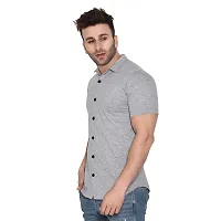 Tfurnish Men's Short Sleeves Spread Collar Shirt (Silver)_S-thumb2