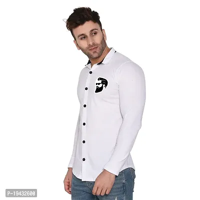 Tfurnish White Cotton Blend Solid Long Sleeves Casual Shirts For Men-thumb3