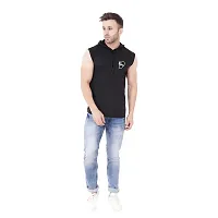 Men's Sleeveless Hooded Tees ( Black )_S-thumb3