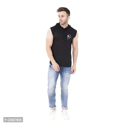 Men's Sleeveless Hooded Tees ( Black )_S-thumb4