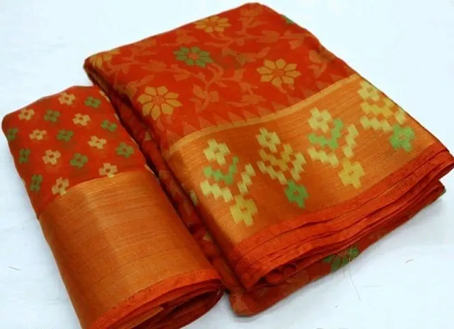 Multicoloured Cotton Saree with Blouse piece