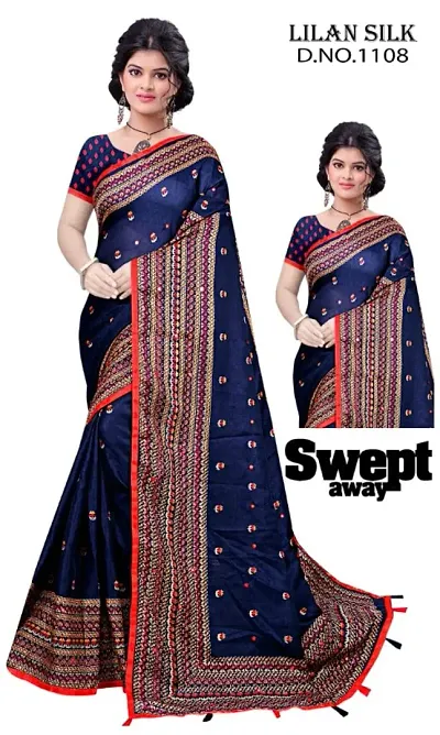 Latest Attractive Jute Cotton Sarees with Blouse Piece
