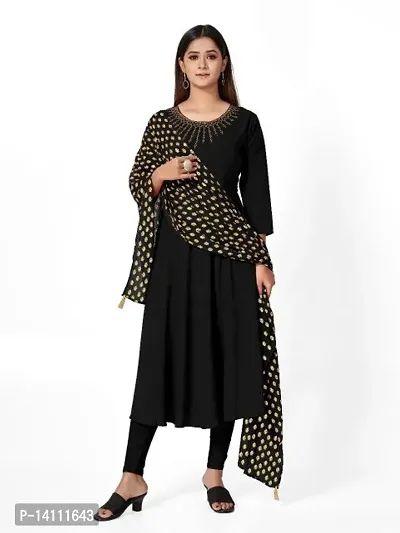 Stylish Crepe Solid Kurta Bottom With Dupatta For Women-thumb0