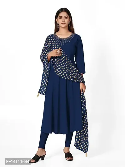 Stylish Crepe Solid Kurta Bottom With Dupatta For Women