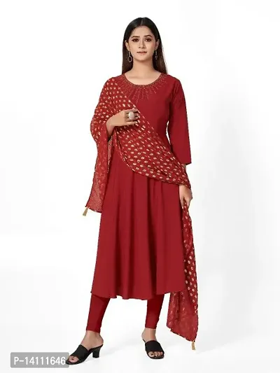 Stylish Crepe Solid Kurta Bottom With Dupatta For Women