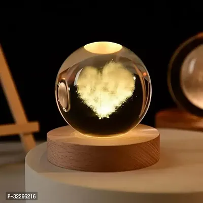 Crystal Ball Night Lamp Creative Engraved Crystal Ball Night Light USB Table LED Wooden Crystal Ball for Home Office Decoration