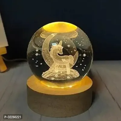 Crystal Ball Night Lamp Creative Engraved Crystal Ball Night Light USB Table LED Wooden Crystal Ball for Home Office Decoration