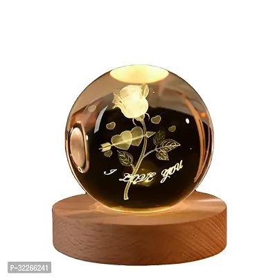 Crystal Ball Night Lamp Creative Engraved Crystal Ball Night Light USB Table LED Wooden Crystal Ball for Home Office Decoration-thumb0