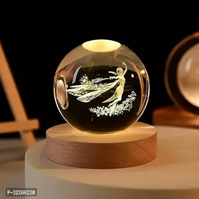 Crystal Ball Night Lamp Creative Engraved Crystal Ball Night Light USB Table LED Wooden Crystal Ball for Home Office Decoration