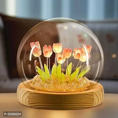 Crystal Ball Night Lamp Creative Engraved Crystal Ball Night Light USB Table LED Wooden Crystal Ball for Home Office Decoration