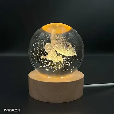 Crystal Ball Night Lamp Creative Engraved Crystal Ball Night Light USB Table LED Wooden Crystal Ball for Home Office Decoration