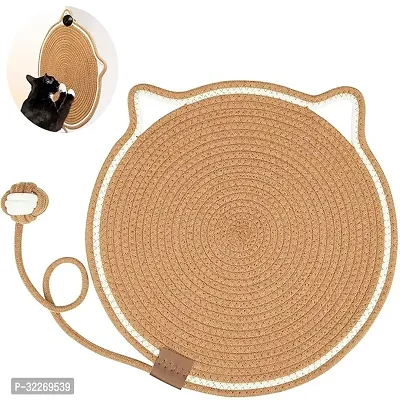 Cat Scratcher Mat Natural Cotton Rope Cat Scratch Pad 15.7 Round Horizontal Floor Cat Scratching Pads for Indoor Cats Cat Furniture Protector for Wall Couch Carpets Sofas-thumb0