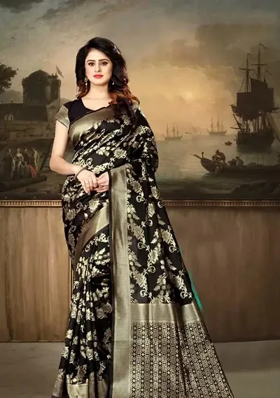 Beautiful Silk Blend Saree with Blouse piece For Women