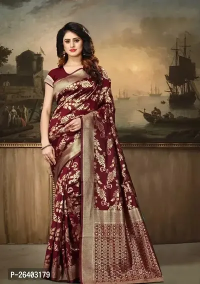 Beautiful Art Silk  Saree with Blouse piece For Women-thumb0