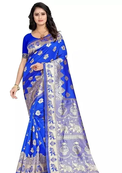 Beautiful Art Silk Saree with Blouse piece For Women