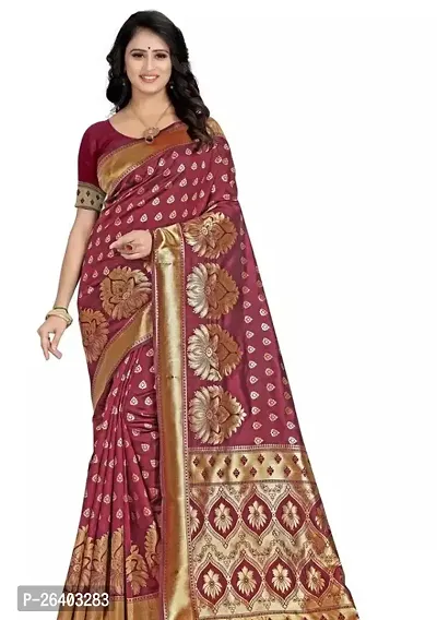 Beautiful Art Silk  Saree with Blouse piece For Women-thumb0