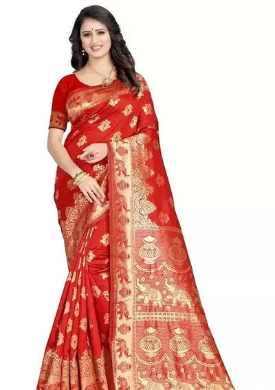 Kanjeevaram Banarasi Silk Woven Design Saree with Blouse Piece