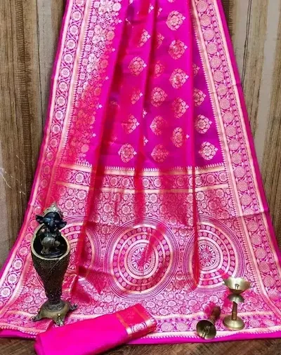 Festival and party wear soft banarsi silk sarees with blouse pcs attached