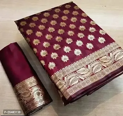 Beautiful Art Silk  Saree with Blouse piece For Women-thumb0