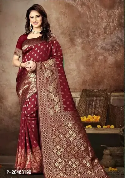 Beautiful Art Silk  Saree with Blouse piece For Women-thumb0
